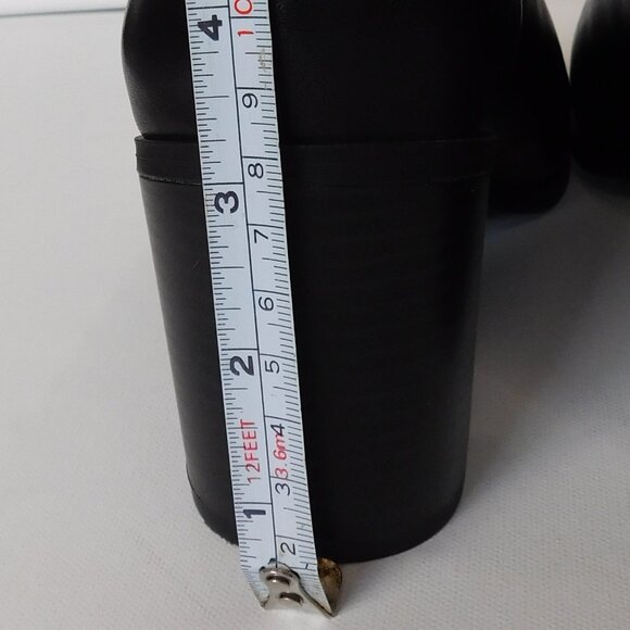 Black Leather Booties Ankle Boots Size 9.5 Block Heel Alfani Step Flex Zipper - Picture 8 of 10